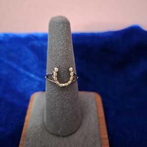 Elegant Gold Horseshoe Ring 10 Carat Stamped With Real Diamonds.